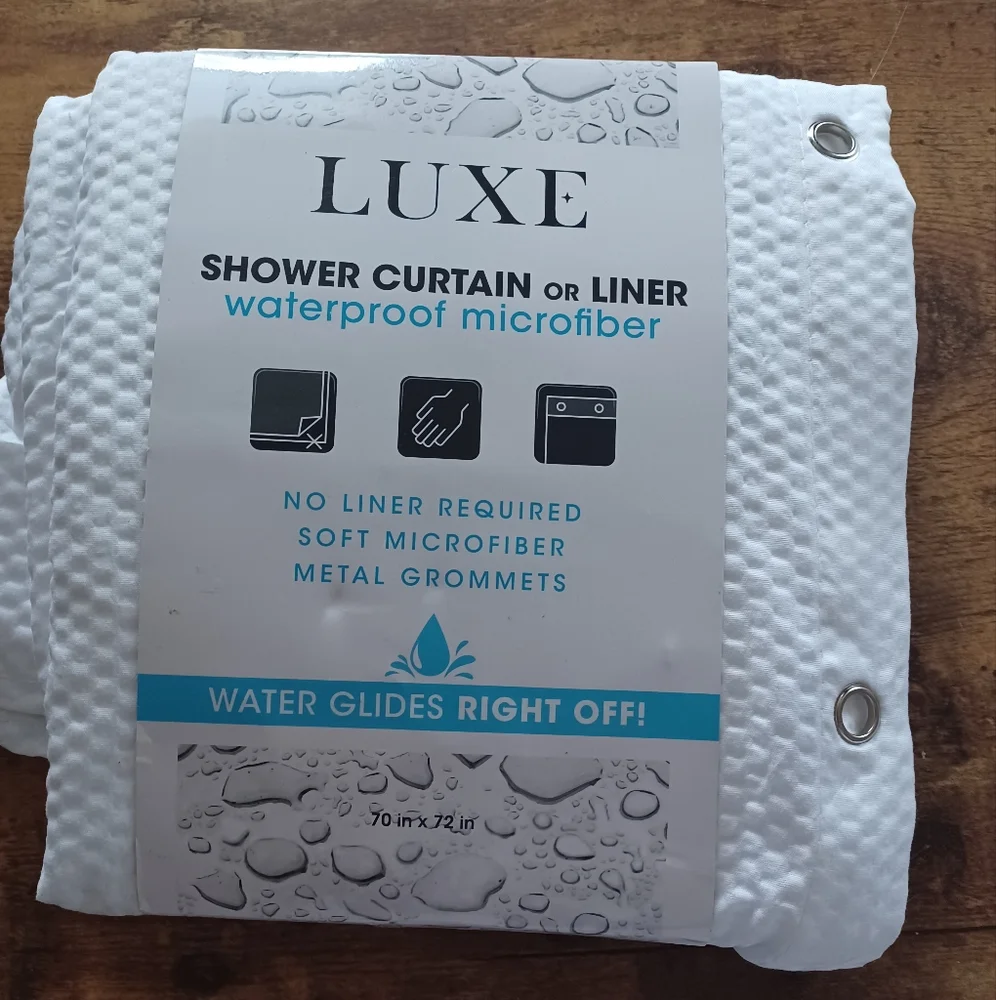 Luxe shower curtain or liner waterproof microfiber with grommets 70